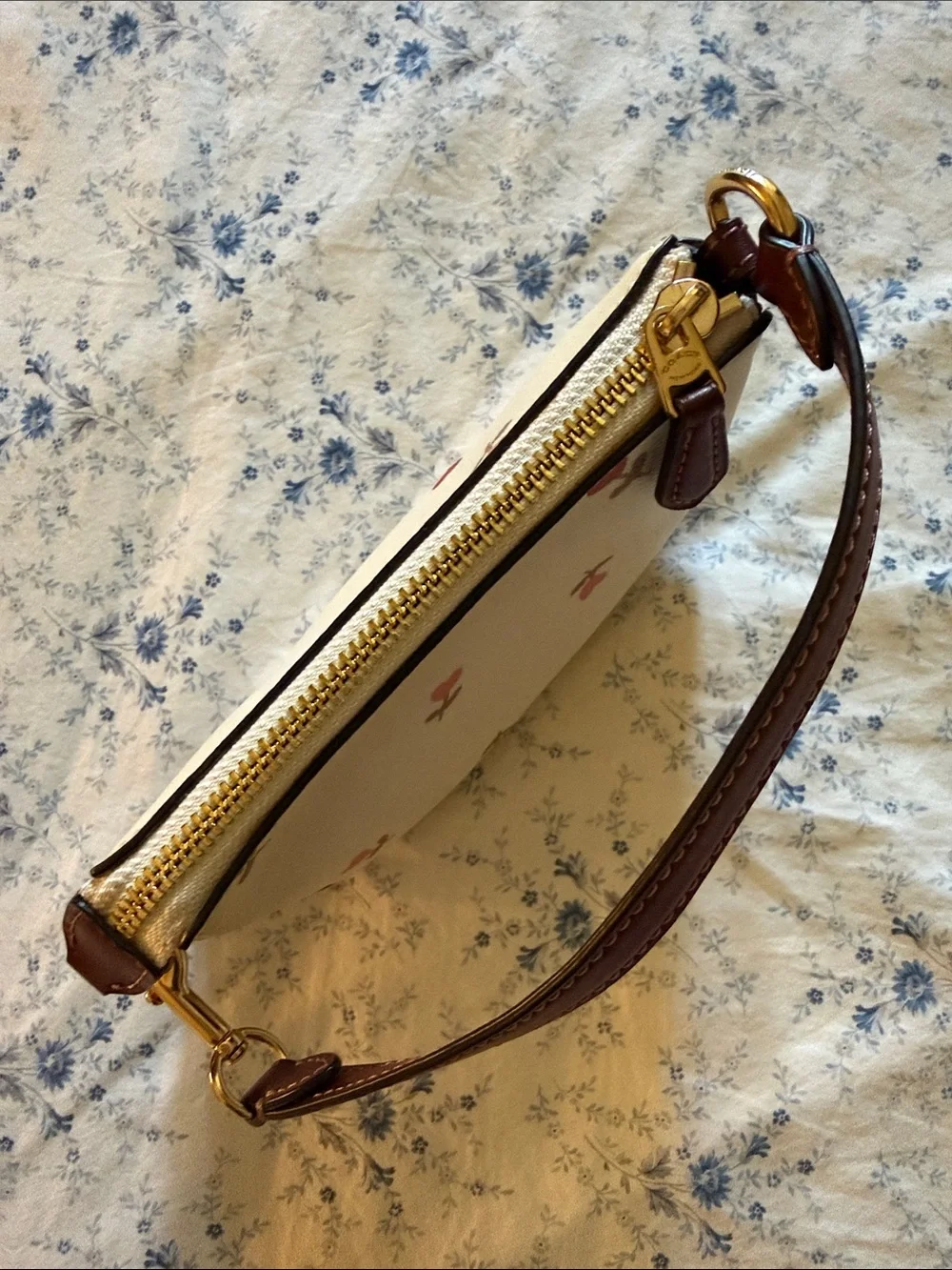 Coach Cream Mini Shoulder Bag with Pink & Red Floral Hearts